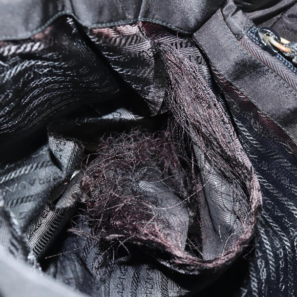 PRADA Tote Bag Nylon Black Silver Auth 158494