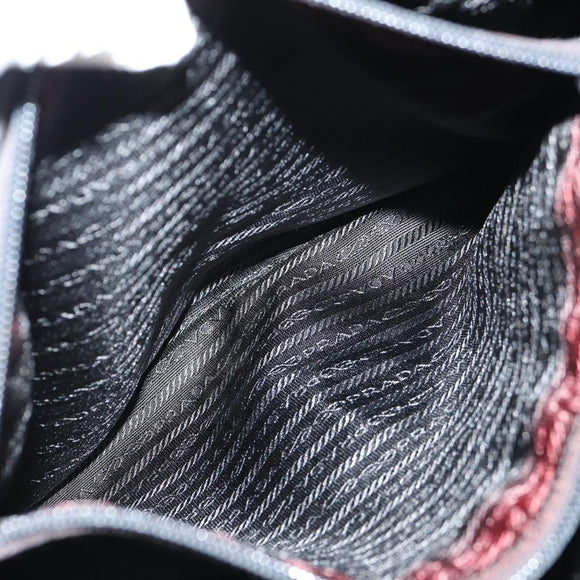 PRADA Tote Bag Nylon Black Silver Auth 158494