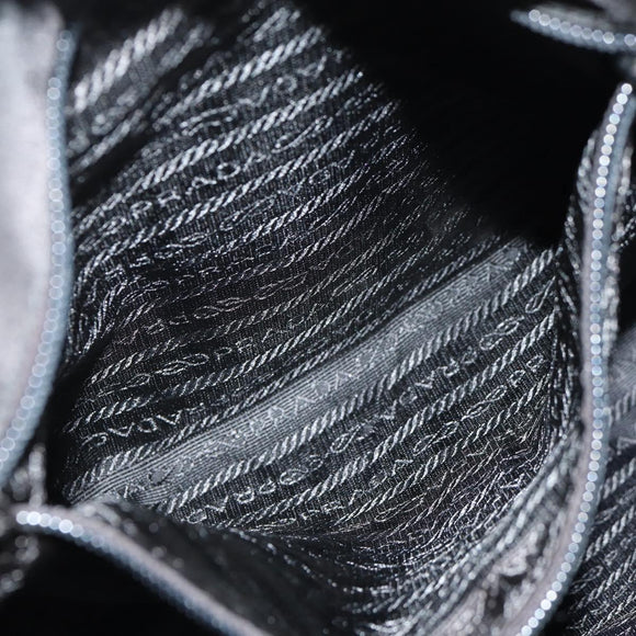 PRADA Tote Bag Nylon Black Silver Auth 158494