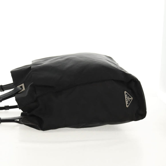 PRADA Tote Bag Nylon Black Silver Auth 158494