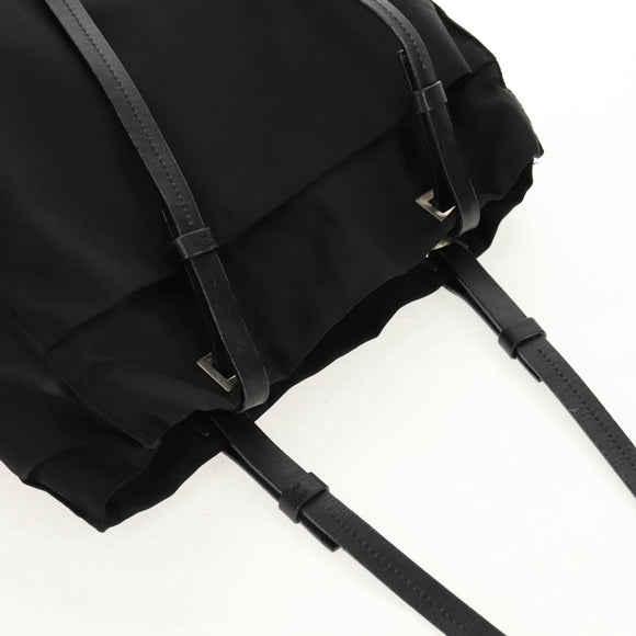 PRADA Tote Bag Nylon Black Silver Auth 158494