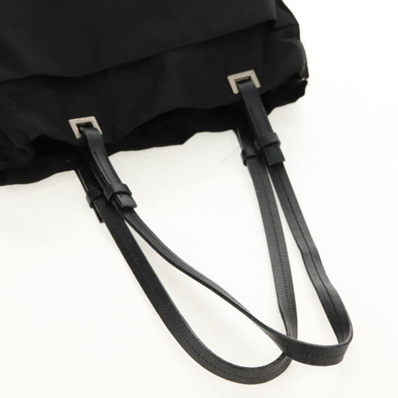 PRADA Tote Bag Nylon Black Silver Auth 158494