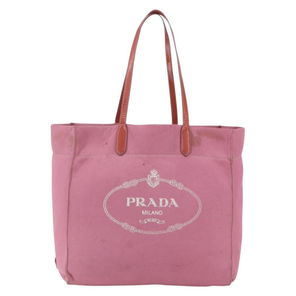 PRADA Tote Bag Canvas Pink Auth 158495