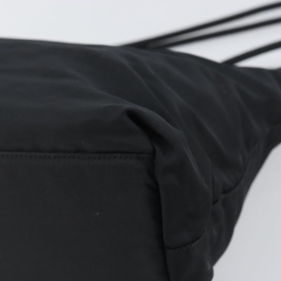PRADA Tote Bag Nylon Black Silver Auth 158496