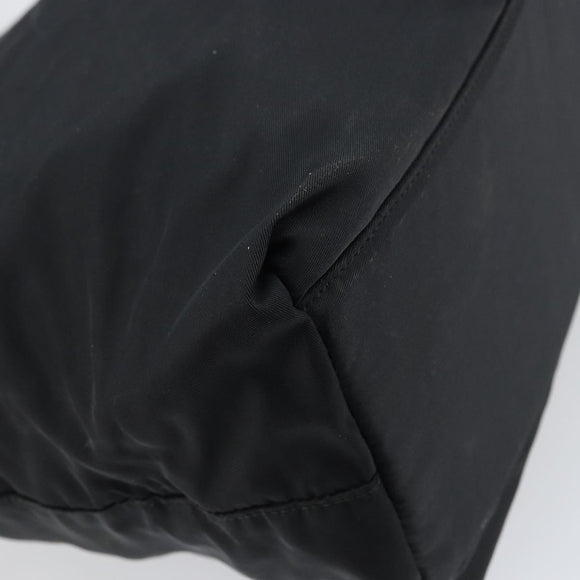 PRADA Tote Bag Nylon Black Silver Auth 158496