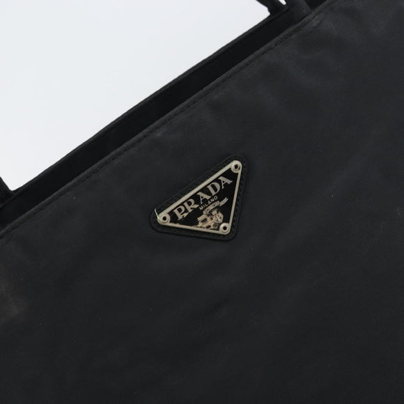 PRADA Tote Bag Nylon Black Silver Auth 158496