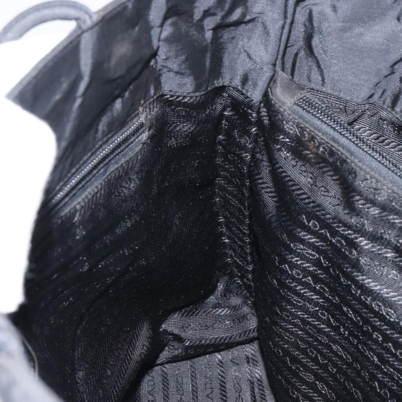 PRADA Tote Bag Nylon Black Silver Auth 158496