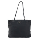 PRADA Tote Bag Nylon Black Silver Auth 158496-13