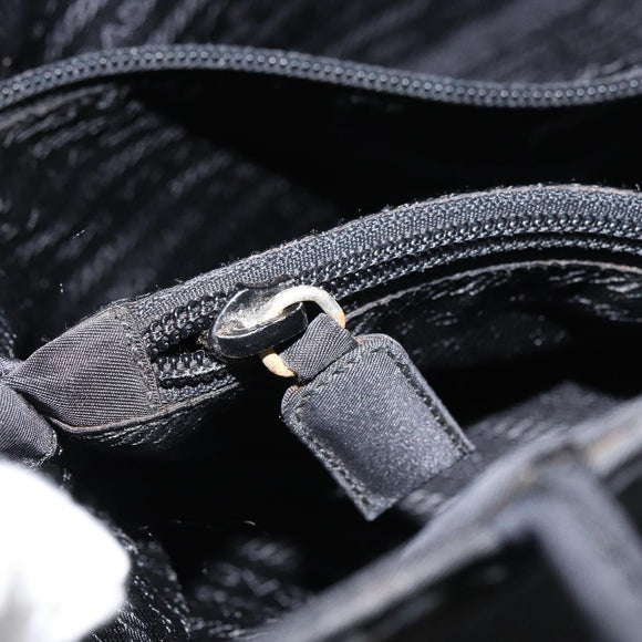PRADA Tote Bag Nylon Black Silver Auth 158496