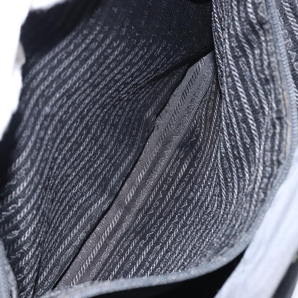 PRADA Tote Bag Nylon Black Silver Auth 158496