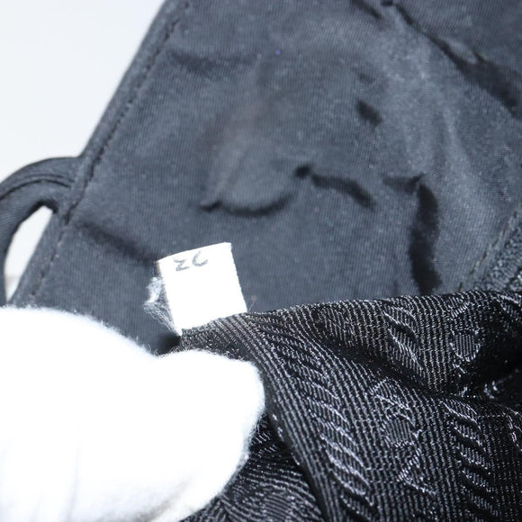 PRADA Tote Bag Nylon Black Silver Auth 158496