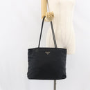PRADA Tote Bag Nylon Black Silver Auth 158496-25
