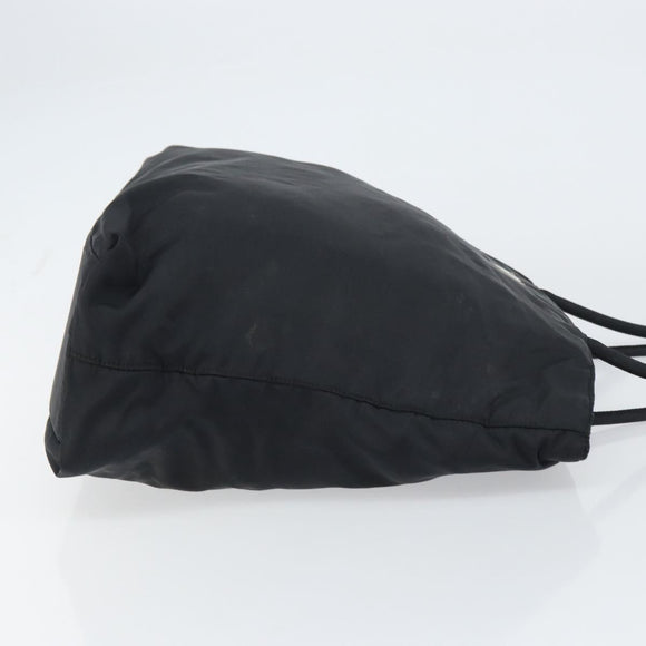 PRADA Tote Bag Nylon Black Silver Auth 158496