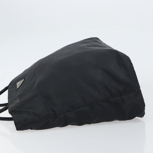 PRADA Tote Bag Nylon Black Silver Auth 158496