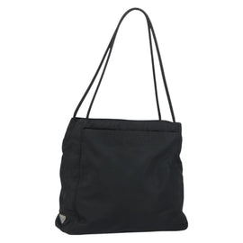 PRADA Tote Bag Nylon Black Silver Auth 158497