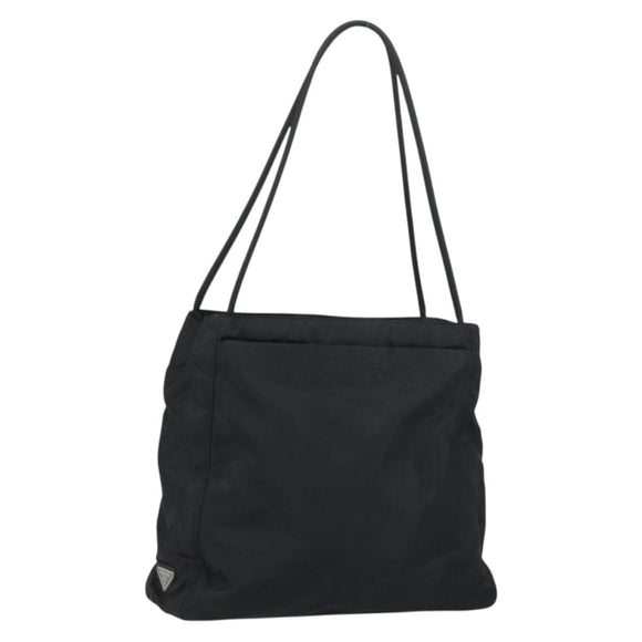 PRADA Tote Bag Nylon Black Silver Auth 158497