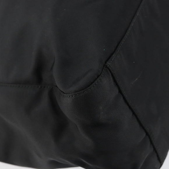 PRADA Tote Bag Nylon Black Silver Auth 158497