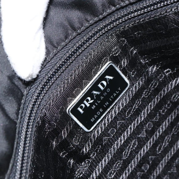 PRADA Tote Bag Nylon Black Silver Auth 158497