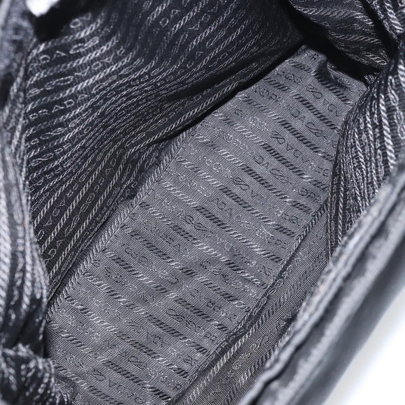 PRADA Tote Bag Nylon Black Silver Auth 158497