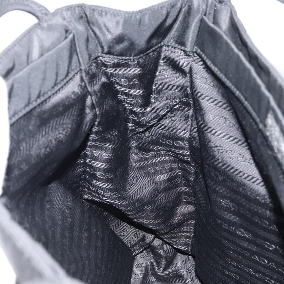 PRADA Tote Bag Nylon Black Silver Auth 158497