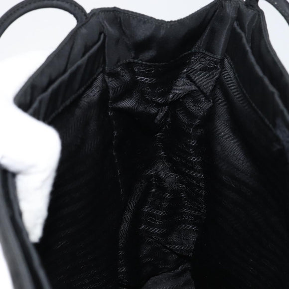 PRADA Tote Bag Nylon Black Silver Auth 158497