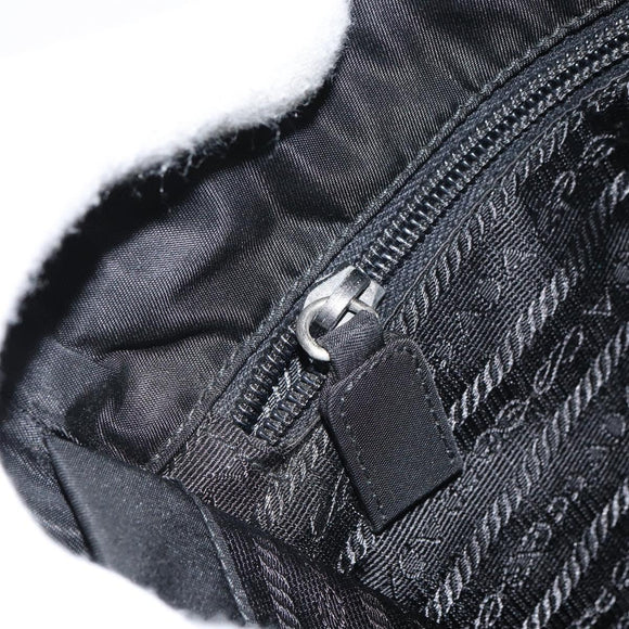 PRADA Tote Bag Nylon Black Silver Auth 158497