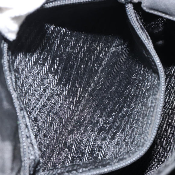 PRADA Tote Bag Nylon Black Silver Auth 158497