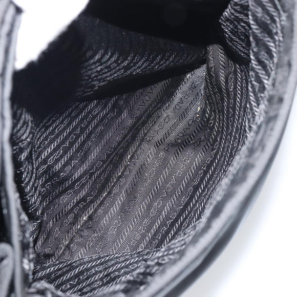 PRADA Tote Bag Nylon Black Silver Auth 158497