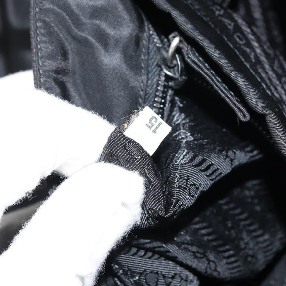 PRADA Tote Bag Nylon Black Silver Auth 158497
