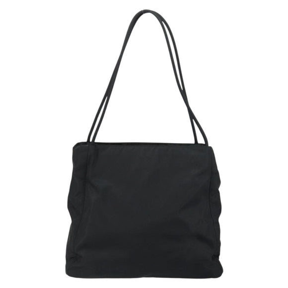 PRADA Tote Bag Nylon Black Silver Auth 158497