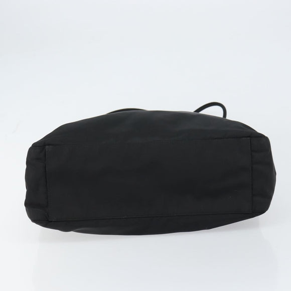 PRADA Tote Bag Nylon Black Silver Auth 158497