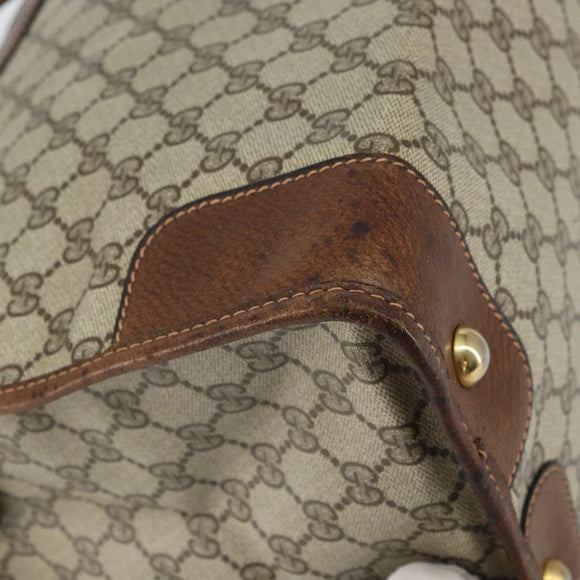 GUCCI GG Supreme Boston Bag PVC Old Gucci Beige Gold Auth 158499