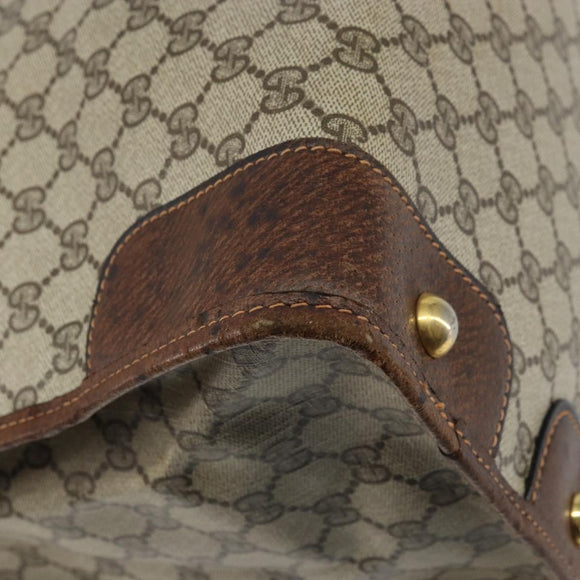 GUCCI GG Supreme Boston Bag PVC Old Gucci Beige Gold Auth 158499