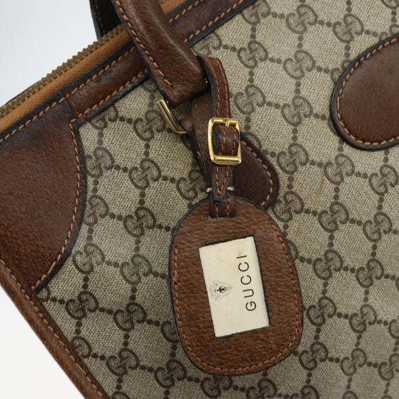 GUCCI GG Supreme Boston Bag PVC Old Gucci Beige Gold Auth 158499