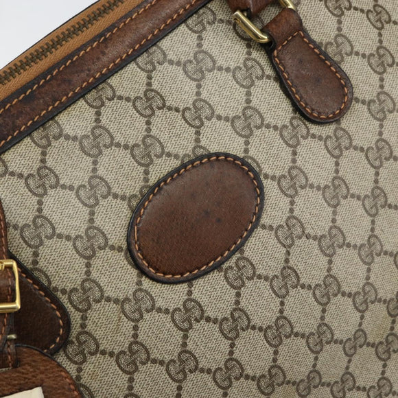 GUCCI GG Supreme Boston Bag PVC Old Gucci Beige Gold Auth 158499