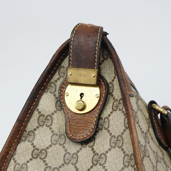 GUCCI GG Supreme Boston Bag PVC Old Gucci Beige Gold Auth 158499