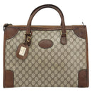 GUCCI GG Supreme Boston Bag PVC Old Gucci Beige Gold Auth 158499-13