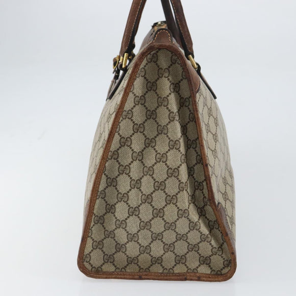 GUCCI GG Supreme Boston Bag PVC Old Gucci Beige Gold Auth 158499