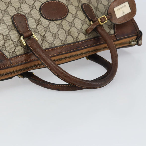 GUCCI GG Supreme Boston Bag PVC Old Gucci Beige Gold Auth 158499