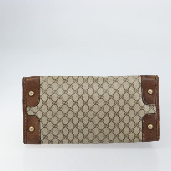 GUCCI GG Supreme Boston Bag PVC Old Gucci Beige Gold Auth 158499