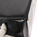 GUCCI Hand Bag Enamel 2way Black Gold Auth 158500-17