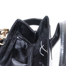 GUCCI Hand Bag Enamel 2way Black Gold Auth 158500-19