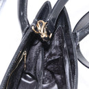 GUCCI Hand Bag Enamel 2way Black Gold Auth 158500-20
