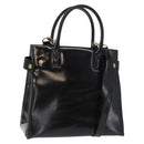 GUCCI Hand Bag Enamel 2way Black Gold Auth 158500-1