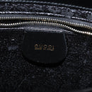 GUCCI Hand Bag Enamel 2way Black Gold Auth 158500-21