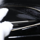 GUCCI Hand Bag Enamel 2way Black Gold Auth 158500-22