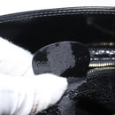 GUCCI Hand Bag Enamel 2way Black Gold Auth 158500-12
