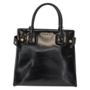 GUCCI Hand Bag Enamel 2way Black Gold Auth 158500-13