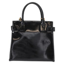 GUCCI Hand Bag Enamel 2way Black Gold Auth 158500-2