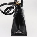 GUCCI Hand Bag Enamel 2way Black Gold Auth 158500-3